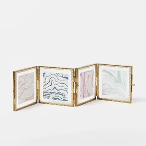 Designer <b>Gold</b> Modern Simplicity Metal Double Glass Custom Size Custom Design <b>Photo</b> <b>Frame</b> Desk Table Top Pictures Pressed - Product Image 1