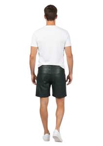 Pantalones Cortos de Cuero Genuino a la Moda para Hombre, para Uso Casual y Urbano - Product Image 5