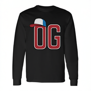 Camiseta de manga larga Og Original Gangster, diseño de sombrero negro, rojo y blanco - Product Image 2