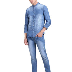 Slim Fit Casual Wear <b>Men</b> <b>Jeans</b> <b>Shirts</b> Customized Logo Private Label <b>Men</b> <b>Jean</b> <b>Shirt</b> <b>For</b> Online Sale - Product Image 5