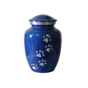 Urnes funéraires en aluminium de haute qualité pour animaux de compagnie avec empreinte de patte en étain et fournitures funéraires en métal fini bleu ciel pour cendres humaines - Product Image 4