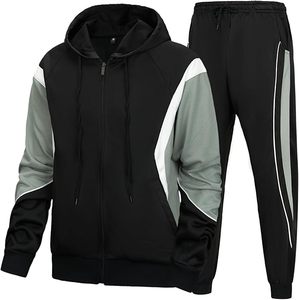 Venta al por mayor de sudaderas con capucha de los hombres de cremallera completa de algodón Patchwork polar con bordado impreso espacios en blanco conjuntos de ropa de invierno - Product Image 1