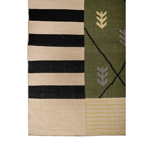 พรมขนสัตว์ทอมือสีเขียว Indusbar รุ่น ADWL-13017 กว้าง 4 เมตร ลายพิมพ์นามธรรม พรมปูพื้นห้องนอน ทางเดิน ห้องโถง รูปทรงสี่เหลี่ยมผืนผ้า 3 มิติ - Product Image 4