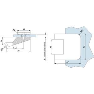 Light Alloy Glass Door Hinge 6325-20 Stainless Steel Color with Rounded Design for 3-Part HERMAT <b>Screens</b> & Room Dividers - Product Image 3