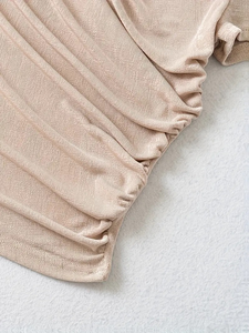 Blusa elegante 3 uds blusa elegante con cuello simulado para mujer Tops de manga corta con detalle fruncido frontal colores sólidos poliéster Ideal Casual - Product Image 6