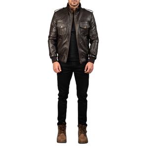 Blouson en cuir pour homme 2026, style motard décontracté, col montant personnalisé, tendance urbaine - Product Image 5