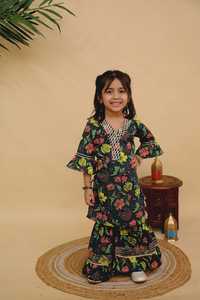 Sharara ชุดแต่งกายสำหรับเด็ก, ผ้าไหมประจำชาติผ้าไหมลาย kurti shalwar kameez อินเดีย - Product Image 3