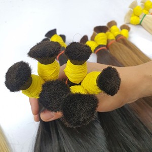 Extensiones de cabello humano de estilo Afro liso Natural a granel 100% Virgen Super doble dibujado suave sensación de mano Black Bond Bulk Bundle - Product Image 1