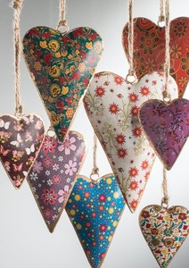 Corazón en forma de corazón Metal colgante adorno de Navidad rústico hogar fiesta Decoración - Product Image 1