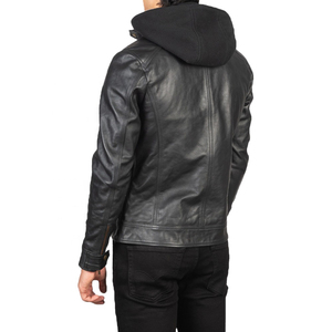 Veste longue en cuir PU pour hommes, couleur unie, fermeture éclair, col montant, revêtement fin, simili cuir décontracté avec logo sur le devant - Product Image 5
