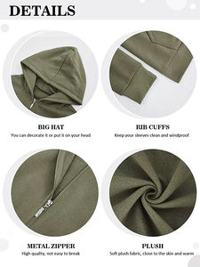 Sudadera con capucha de cremallera larga sólida personalizada de alta calidad para mujer Jersey de lana cómodo con Top corto para mujer Sudaderas con capucha y sudaderas - Product Image 6