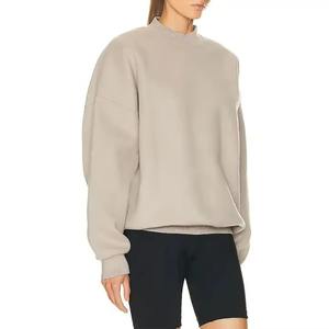 Oem Custom Embroidered Autumn/Winter <b>Long</b> Front Heavyweight Fleece Oversized Plain Mock Neck <b>Sweatshirt</b> <b>Women</b> - Product Image 5