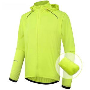 Veste coupe-vent ultra pour homme avec logo personnalisé, vert fluorescent, à capuche, pour sports de plein air, course à pied, entraînement, vestes coupe-vent pour hommes - Product Image 1