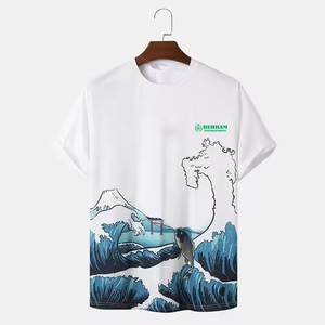 เสื้อยืดคอกลมสำหรับผู้ชายทรงหลวมเสื้อยืดสำหรับผู้ชายคอกลมทำจากผ้าฝ้าย100% โลโก้ OEM ตามสั่ง - Product Image 2