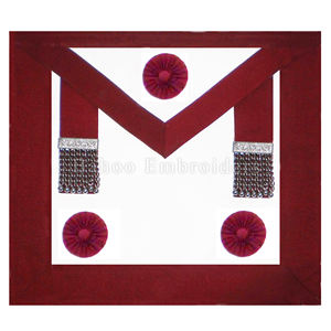 TABLIER MAÇONNIQUE MARK MM AVEC IMITATION CUIR ET TROIS ROSETTES SUR FRONTAGE - Product Image 4