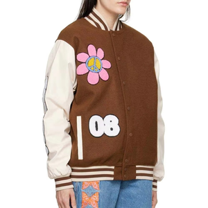 Chaqueta universitaria de manga de cuero de tendencia superior para mujer 2025/chaquetas universitarias de precio más bajo a prueba de viento para mujer manga larga con botones completos - Product Image 5