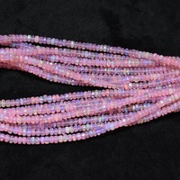 Perles d'opale de feu éthiopienne AAA 3-5mm pêche/rose, certifiées par un tiers, pour la fabrication de bijoux - Mehrajudin 15,5 pouces/38cm