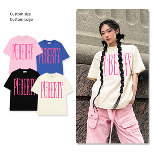 T-shirts unisexes en coton pré-rétréci 260gsm, grande taille, col court surdimensionné conçu pour les adolescents, fabriqué au Vietnam, OEM/ODM, pour femmes - Product Image 1