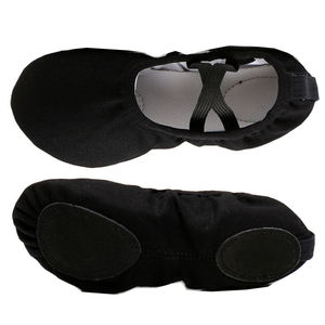 Zapatillas de ballet suaves de piel auténtica para mujer, venta al por mayor, lona elástica de baile para chicas baratas OEM - Product Image 5