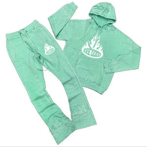 ชุดวอร์มผ้าฝ้ายมีฮู้ดแบบยางยืดมีเชือกผูกสำหรับใช้ในฤดูหนาว2ชิ้นทันสมัย - Product Image 4