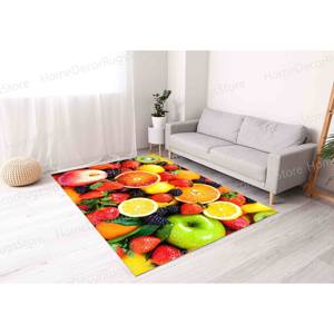 Alfombra con Estampado de Fresas: Moderna, Diseño de Frutas, para Cocina, Delgada, Fácil de Limpiar, Alfombra de Terciopelo de Lujo - Product Image 4