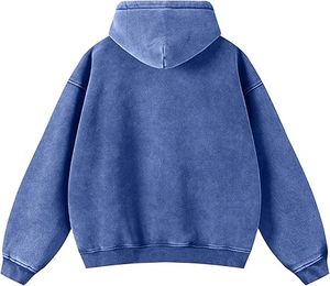 Sudadera con Capucha Casual para Hombre, Lavado Ácido, Color Sólido, Corte Regular, 100% Algodón, Secado Rápido y Transpirable, Ropa de Moda - Product Image 3