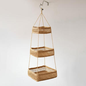 Panier suspendu en herbe de mer pour l'organisation des fruits et légumes, panier de rangement tissé à la main - Product Image 3