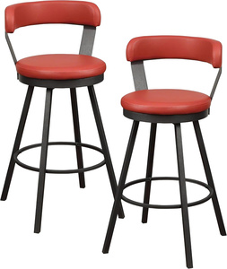 Ensemble de 2 tabourets de bar pivotants, hauteur d'assise de 30.5 po, chaises de comptoir rembourrées rouges avec base robuste pour bar ou cuisine - Product Image 3