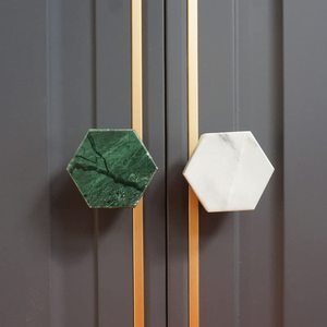 Bouton de tiroir en marbre vert et blanc, quincaillerie décorative pour meubles, design élégant, naturel et moderne, vente en gros - Product Image 1