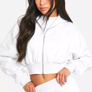 Sudadera con capucha corta personalizada para mujer, sudadera con capucha corta al por mayor, tejido polar suave de primera calidad - Product Image 3