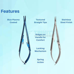 Portaagujas Castroviejo de Alta Precisión, 140 mm, Punta Recta, Acero Inoxidable, Instrumento de Microcirugía para Hospital - Product Image 3