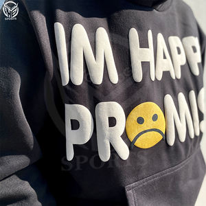 Luxury Men's Hip Hop Oversized Hoodie Heavyweight 3D Puff Design Custom Logo <b>Letter</b> <b>Foam</b> Printing for Winter - Product Image 5