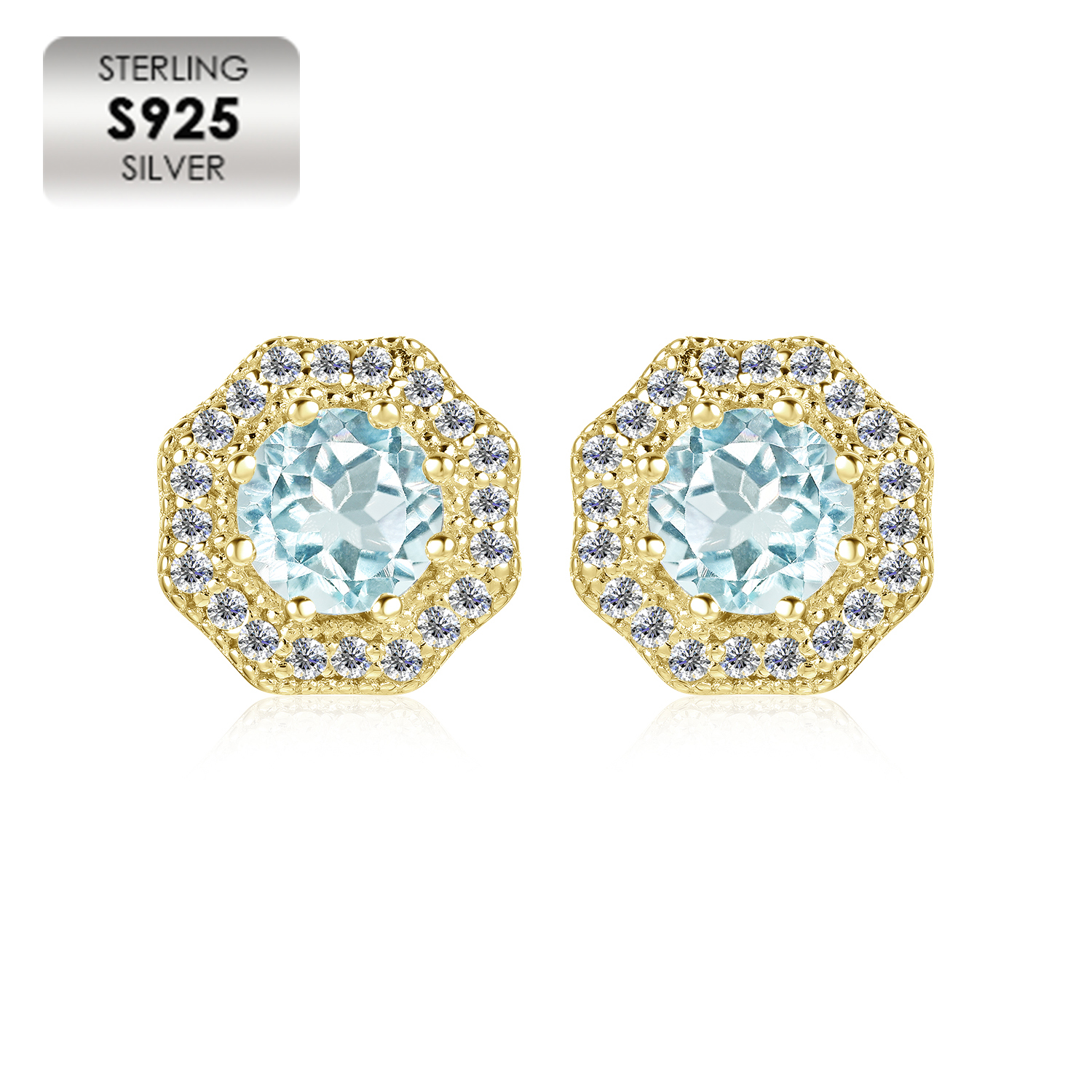 925 Silver 18K Yellow Gold Plated Beautiful Women Earrings