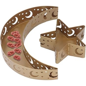 Plateau blanc fantaisie design lune en métal plateau de service musulman Eid Mubarak Ramadan Dessert pâtisserie plateau de service à bas prix - Product Image 4