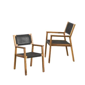 Muebles de exterior de alta calidad, sillas de comedor de ratán simples de diseño Vintage de madera para sala de estar, fabricado en la fábrica de Vietnam