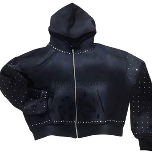 Sudaderas con capucha de diamantes de imitación de lavado ácido para hombre de nueva tendencia - Product Image 1