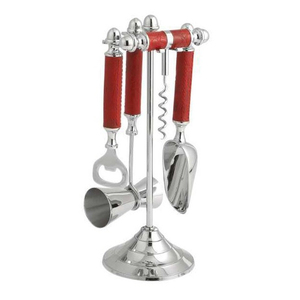 Juego de herramientas para bebidas de latón y acero inoxidable de primera calidad de 5 piezas con asas grabadas que contiene cuchara abridor de botellas colador de cuchara de hielo - Product Image 2