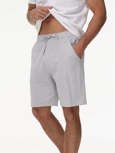 Pantalones cortos de playa informales de verano para hombre, 100% poliéster, Color sólido, Estilo Hawaiano para nadar, ropa de calle ligera para vacaciones - Product Image 6