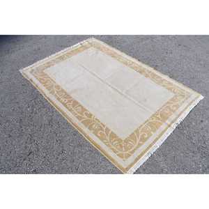 Tapis vintage 4,5x6,4 pieds, tapis turc, tapis persan en laine blanche - Product Image 2