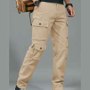 Latest Casual Pants Light Cotton OEM Service Flat Front Mid-Waist Multi-pocket and Color <b>Workwear</b> with Straight Pattern - Product Image 5