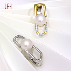 Bán buôn nước ngọt tự nhiên nút ngọc trai giấy Clip hình dạng Bông tai vàng thật trang sức 18K với giấy chứng nhận - Product Image 2