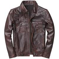 Blouson en cuir unisexe tendance coupe-vent écologique vintage à col montant avec logo frontal – Nouvelle collection hiver – Meilleures ventes