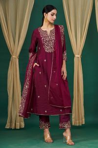 Beautiful Embroidery Work on Kurta & <b>Pant</b> with Packet Dress with Crystal Glass Beads,stone,dabka Work for Party-wear@ 2024 - Product Image 2