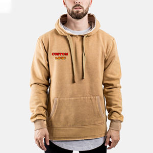 Sudadera con capucha de algodón 500 GSM Heavyweight 100% personalizada con logotipo estampado de color sólido de gran tamaño para hombres para invierno - Product Image 1