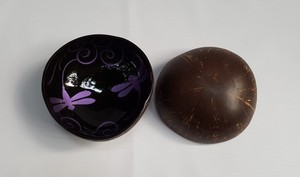 Cuenco de concha de coco hecho a mano ecológico con patrón de libélula para el hogar y la cocina hecho en Vietnam - Product Image 2