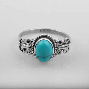 Anillo de turquesa azul para mujer, joyería fina de Plata de Ley 925 sólida, regalo de compromiso para fiestas, estilo indio - Product Image 3
