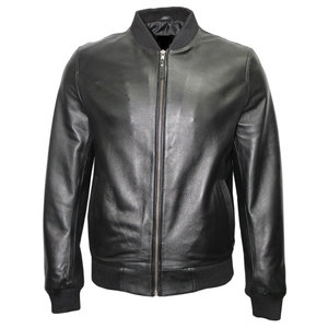 Veste bomber en cuir véritable pour homme, veste en cuir véritable de mouton, coupe ajustée, chaude, pour homme - Product Image 2