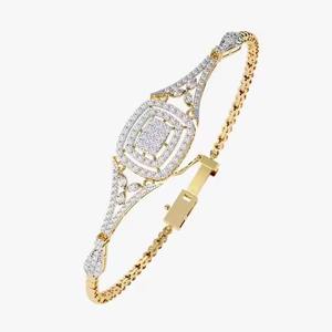 18Kt oro amarillo 9,7G Moissanite pulsera elegante 0,4760 Ct diamantes 0,4760 Ct Moissanite brazaletes Joyería de diamantes únicos - Product Image 4