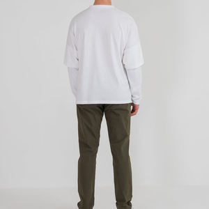 เสื้อยืดแขนสั้นผู้ชายแบบสองชั้น ผลิตตามสั่ง (OEM) ผ้าฝ้าย 100% ทรงโอเวอร์ไซส์ พร้อมพิมพ์ลายดิจิทัลและโลโก้ตามสั่ง - Product Image 6