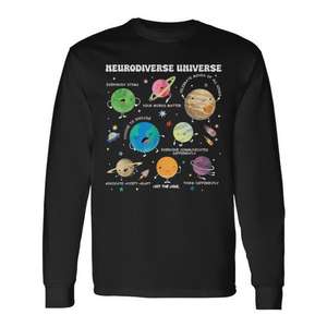 Neurodiverse Universe Planet Autism Awareness T-shirt à manches longues Support Squad - Product Image 1